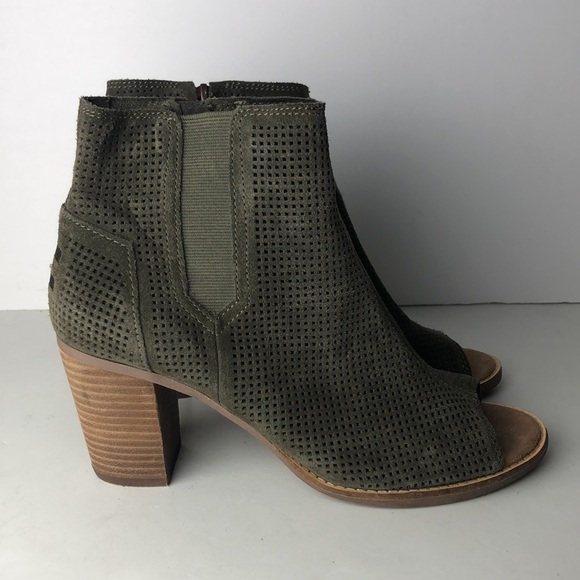 Toms Majorca Suede Perforated Peep Toe Ankle Boots 9 - Picture 5 of 11